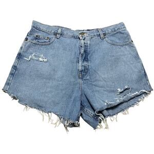 Eddie Bauer Medium Wash Distressed Cut Off Denim Jean Shorts Size 18